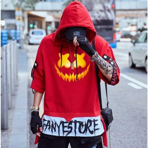 Ribbon T Shirts halloween pumpin Hooded Short Sleeve tshirt hip hop Casual Oversize top tee Streetwear tee wholesale men clothes