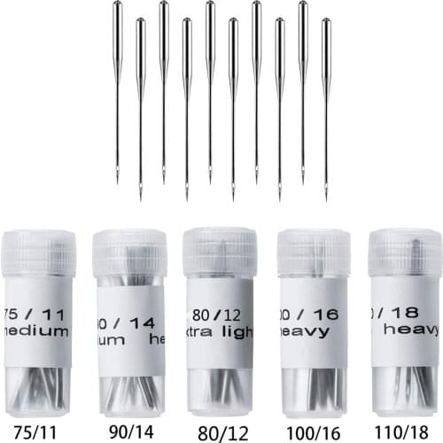 Home Sewing Machine Needles 10-Pack Universal Sewing Machine Needles Sizes HAX1 65/9 75/11 80/12 90/14 100/16 110/18