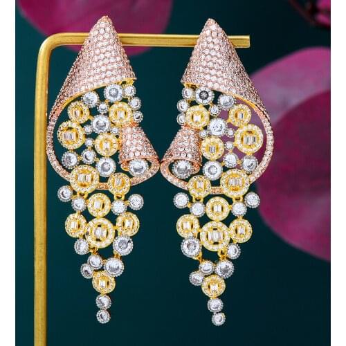 JIMBORA High Quality Luxury Trendy Long Dangle Earring Enthusiasm Jewelry for Women Fashion Wedding Daily Earring Jewelry Hot