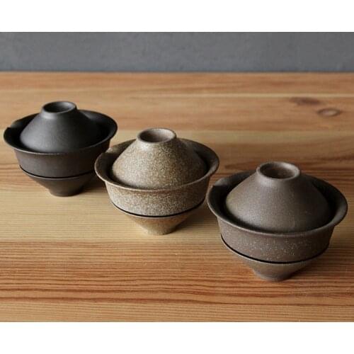 Ceramic Tea Cup Set Portable Japanese Travel Teaware Kung Fu Tea Cup 1 Pot 2 Cups Home Office Travel Vintage Drinkware Gaiwan