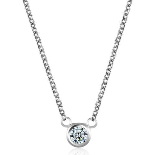 Little Round Shiny Bling Zircon Pendant Golden Silver Plated Choker Women Fashion Necklace