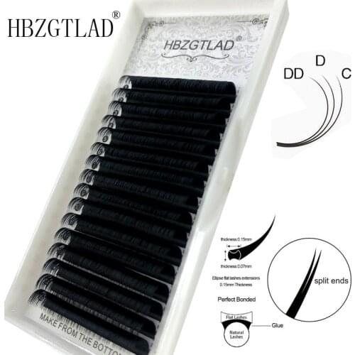 False Natural Ellipse eyelashes Matte Individual Eyelash Extension Mink Flat Lashes Extensions Split-tips 16 lines