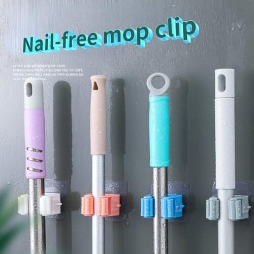Wall Mounted Mop Organizer Holder Brush Broom Hanger Home Storage Rack Bathroom Suction Hanging Pipe Hooks Household Tools home