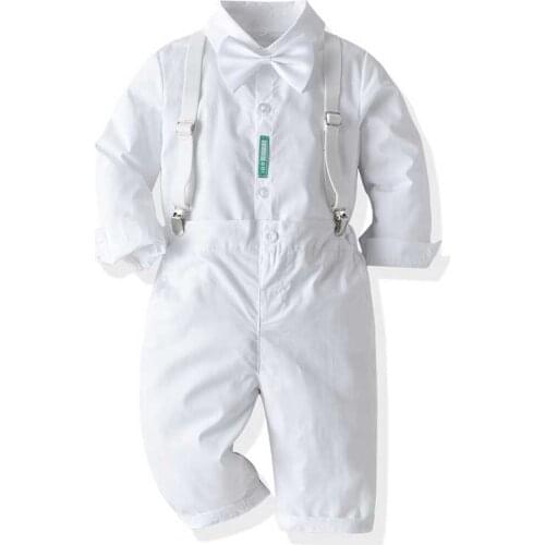 Baby Boys Formal Suits Kids Gentleman Clothing White Shirt + Suspenders Trousers Sets Childrens Birthday Wedding Party Dress