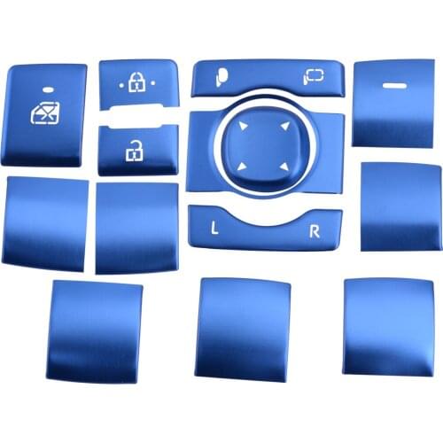 14Pcs/Set Blue Aluminum Window Lift Switch Button Panel Trim Fit For Toyota RAV4 2019 2020