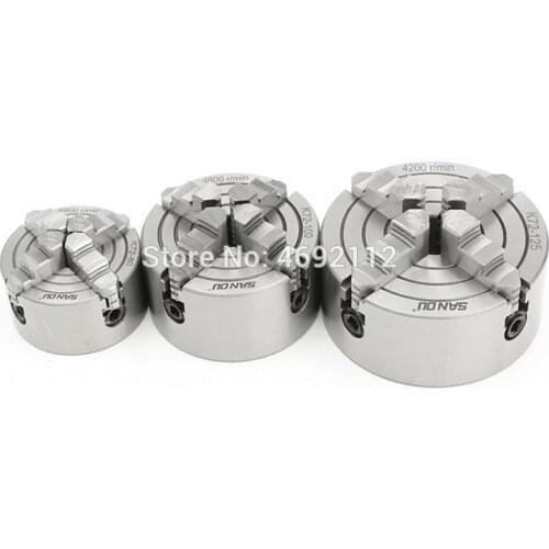 SANOU K72- 80 K72- 100 K72- 125 4 Jaw Lathe Chuck 80mm/100mm/125mm Independent 1pcs Safety Chuck Key 3pcs Mounting Bolt