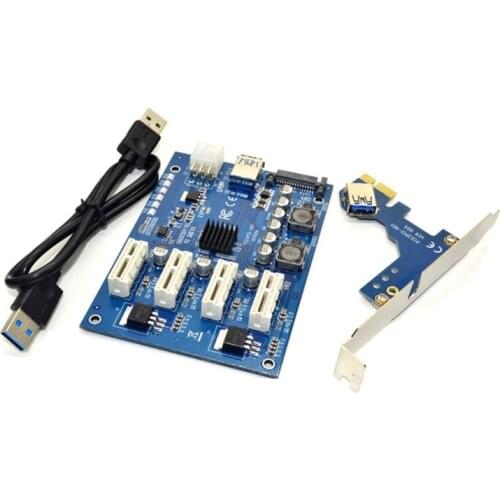 PCI-E X1 to 4PCI-E X16 Expansion Kit 1 to 4 Port PCI Express Switch Multiplier Solid Capacitor Provide Extra StablePower