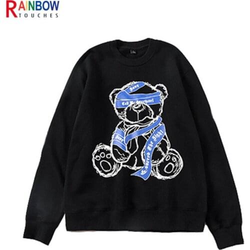 Rainbowtouches Coat Mens New Bear Print High Street Fashion Brand Pullover Sweater Casual Loose Hip Hop Top For Lovers Unisex