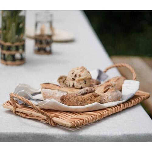 Wicker Rattan Twin-Ear Tray Multi-Functional Creative Fruit Tray Bread Tray