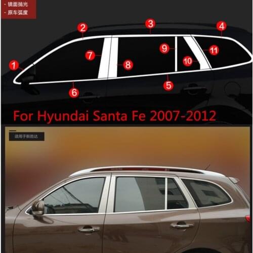Stainless steel full frame sill with Decorative window stickers for Hyundai Santa Fe 2007 2008 2009 2010 2011 2012