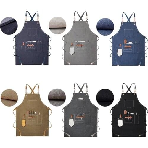 Utility Work Apron Canvas Apron Workshop Tool Apron with Adjustable Straps for Barber,Kitchen,Gardener,Cafeshop