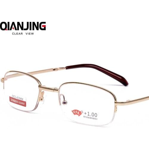 QianJing New Unisex women men Folding Metal Reading Glasses +1.00 +1.50 +2.00 +2.50 +3.00 +3.50 +4.00 Diopter contains Case