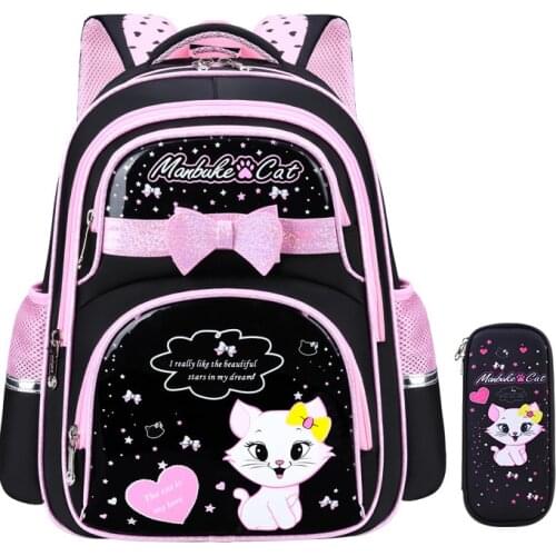 Children Kawaii Waterproof Casual School Backpack Girls High Capacity Orthopedic Schoolbag New Korean Fashion Cute Cat Book Bag