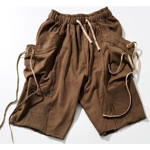 Men Sport Shorts With Side Pockets Gym Casual Basketball Cycling Pants Joggers Workout Patchwork Drawstring Cotton Running Pants