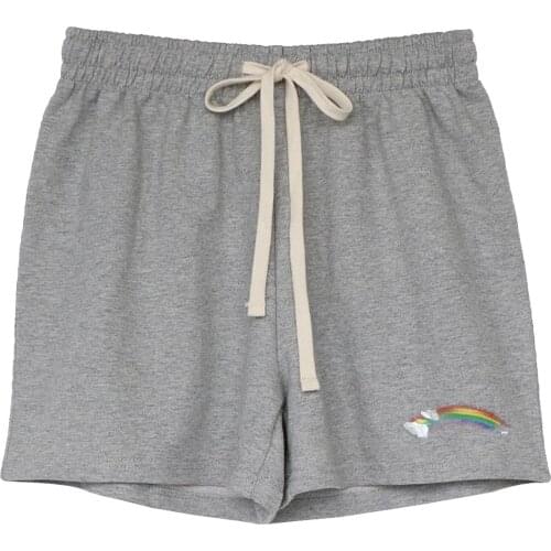 New Summer Fast Drying Drawstring cat paw print shorts Lace Up High Waist Elastic Cotton Short Women Beach Casual Sport Shorts