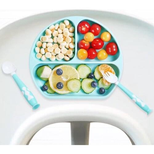 Baby Silicone bowl Sucker Bowl Children feeding silicone plate baby silica gel dishes It can be used with spoon, fork and straw