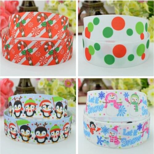 SUPWRF 16 22mm 1" 1.5" 50 75mm Christmas Candy canes Printed grosgrain ribbon hair bow DIY hair accessories decoration 50Y C0716