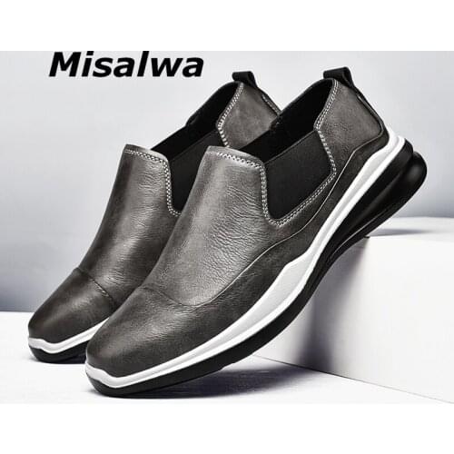 Misalwa Handcraft Loafers Leather Men Sneakers Spring Autumn Daily Outdoor Mens Casual Shoes Leisure Driving Men Flats