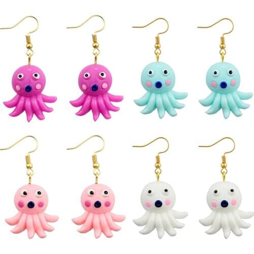 Unique Design Marine Life Candy Octopus Drop Earrings Cute Cartoon Girls Pendant Ins Hot Summer Dangle Earrings Korean Jewelry
