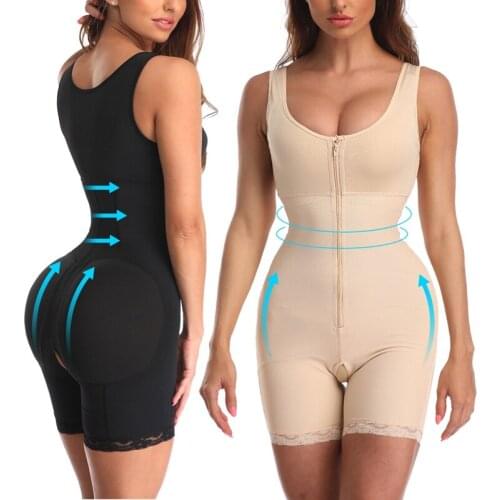 Slimming Underwear Plus Size Women Body Shaping Butt Lifter Bodysuit Zipper Waist Trainer Thigh Slimmer Tummy Control Shapewear