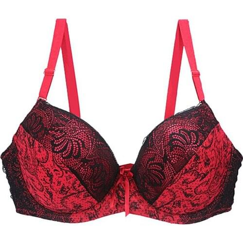 YANDW intimate underwear Bra big large lace bras plus size black red blue white purple bras for women sexy push up floral