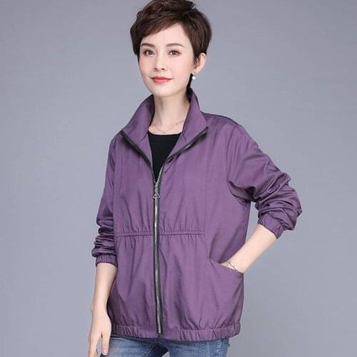 2021 New Womens Jacket Autumn Long Sleeve Basic Coat Causal Windbreaker Famale Zipper Lightweight Jacket Outwear Plus Size 5XL