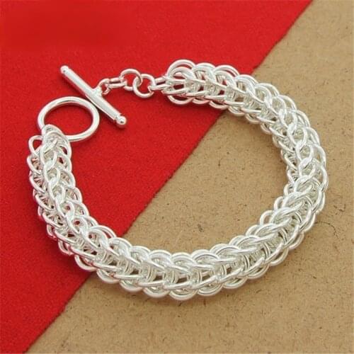 Classic Style Silver Color Geometric Charm Bracelet Women Men 925 Bracelets Fine Jewelry
