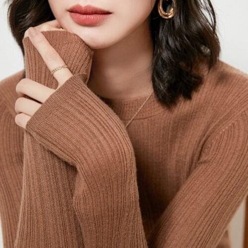 2021 Spring Autumn Thin Womens Sweater Knitted Ribbed Pullover Sweater Long Sleeve O-neck Slim Jumper Soft Warm Pull Femme