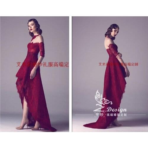 Vestidos summer sexy half sleeves appliques lace Prom gown After short before long 2018 new style Custom Made bridesmaid dresses