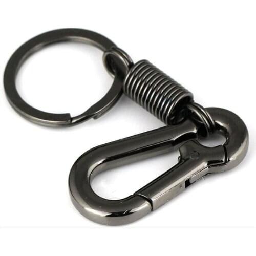 1PC Stainless Steel Spring Keychain Climbing Hook Car Keychain Simple Strong Carabiner Shape Key Chain Rings Accessories