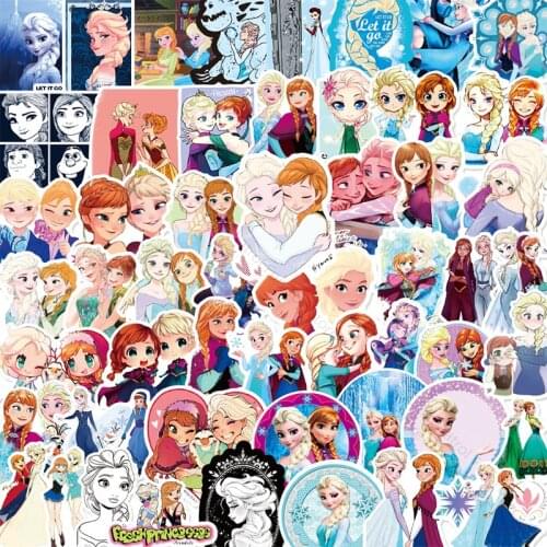 100pcs Frozen 2 Cartoon 3D Stickers PVC Anna Elsa Princess Water Cup Laptop Luggage Waterproof Home Decoration Graffiti Stickers