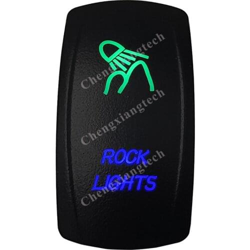 12v/24v Waterproof Marine Grade Boat Car 5P SPST ON-OFF Up Green & Down Blue Led Light Rocker Toggle Switch Rock Lights