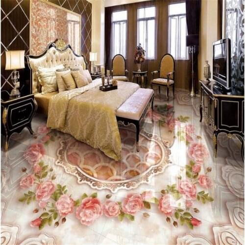 Beibehang 3d floor wallpapers Marbles Rose Custom Photo self-adhesive 3D floor PVC waterproof floor Home Decoration