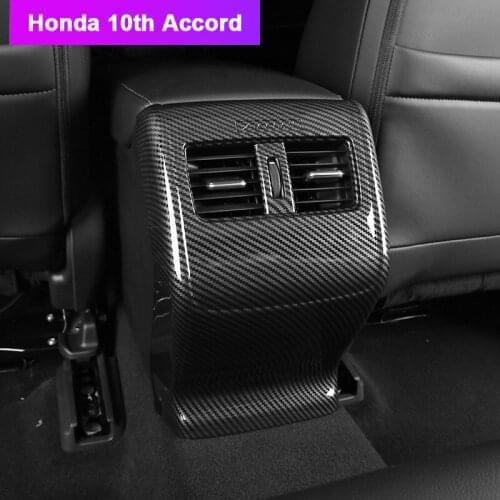 Carbon fiber Car Rear Air Conditioning Vent Outlet Protective Trim Cover Sticker For Honda Accord 2018 Car Styling Accessories