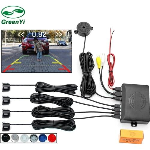 GreenYi Car Video Parking Sensor with 4 Sensors Sensor Reverse Assistance Backup Radar Detector for Monitor Camera System