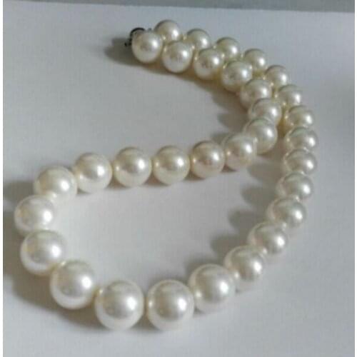 Free shipping genuine 12mm round white south seas pearl necklace 18inch s925