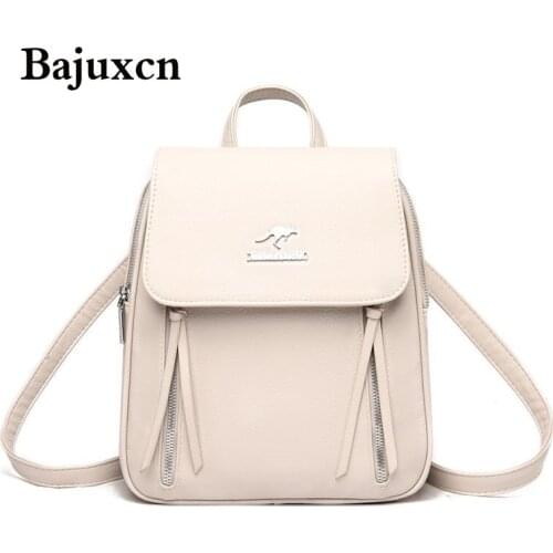Brand luxury backpack 2019 new PU leather waterproof bag college style young student bag white famous designer design bag
