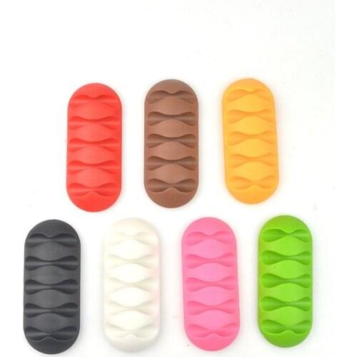 Colorful USB Charger Cord Holder Easy Self Adhesive Backing Line Drop Clips TPR Wire Cord Cable Desk Organizer W8616