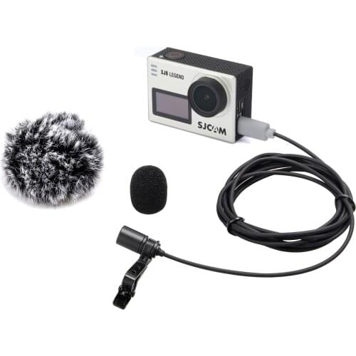 ES-JPX Lavalier Microphone Clip-on Omni-directional Condenser Mic for SJCAM SJ6 LEGEND SJ7 Star with Wind Muff Mini Microphone