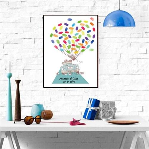 HAOCHU Personalized Fingerprint Canvas Painting Guest Book DIY Bride Groom Car Europe Modern Wedding Birthday Event Party Decor