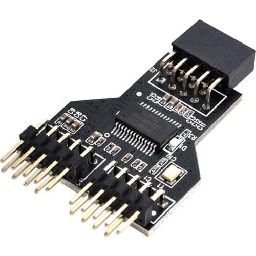 Jimier Motherboard 9pin USB 2.0 Header 1 to 2 Female Extension HUB Connector Adapter Port Multilier