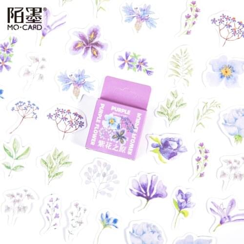Mo.Card Purple Flowers Mini Paper Diary Sticker Scrapbooking Decoration Label Wholesale
