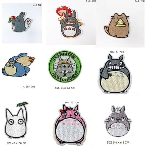 Cartoon Totoro Cat Embroidered Iron On Patch For Clothes Japan Anime DIY No Face Man Cute Sew On Patch Kids Clothes Appliques