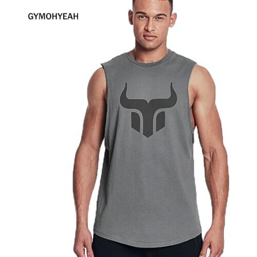 GYMOHYEAH fashion cotton sleeveless shirts tank top men Fitness shirt mens singlet Bodybuilding workout gymS vest fitness men