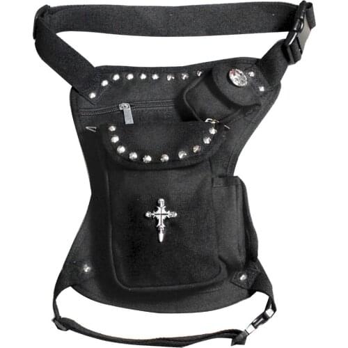 Biker Steampunk Studded Mens Drop Leg Bag Panel Utility Waist Belt Pouch Bag