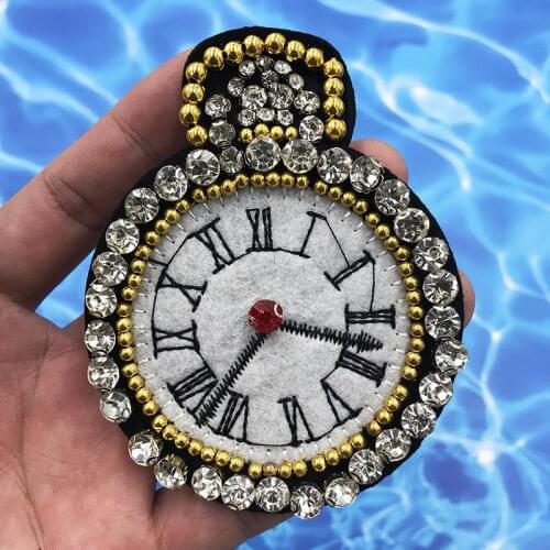 New Beaded clock Patches Sew On Applique Red Cherry Carrot Cloth Sticker Patches for Clothing Beads Parch