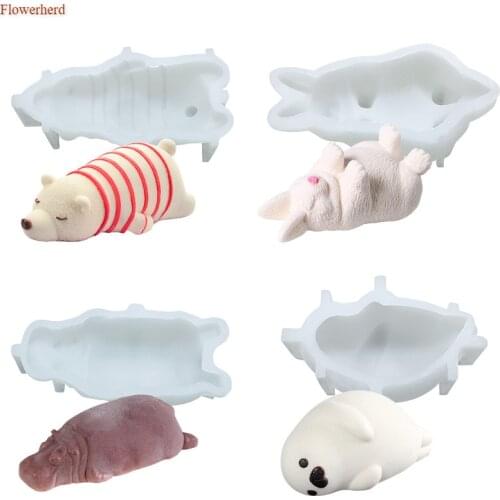 New Cake Decorations Lovely Raccoon Hippo Seal Rabbit Fondant Cake Silicone Mold Mousse Cake Mold Ice Cream Chocolate Mould