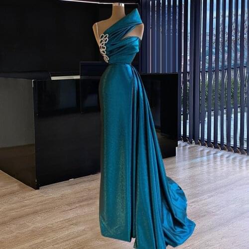 One Shoulder Peacock Semi-Formal Dress Peacock One Shoulder robe soiree dubai abiye elbise vestido vestido de fiesta Dresses