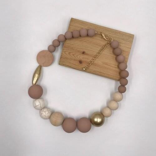 Kara&Kale Boho Fashion Jewelry Gothic Collar Necklace Wax Cord Resin Wood&Stone Beads Earthy Collares Necklace Women Accessories