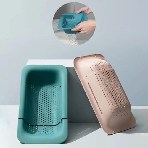 Adjustable Kitchen Drying Rack Vegetable Fruit Basket Dish Drainer Sink Drain Basket Retractable Washing Organizer Drain Rack